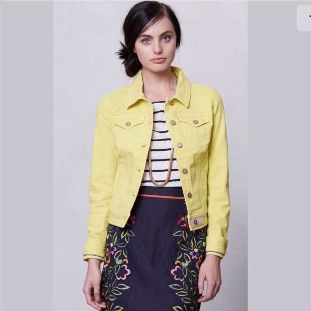 Anthropology Pilcro & Letterpress yellow jean jacket
